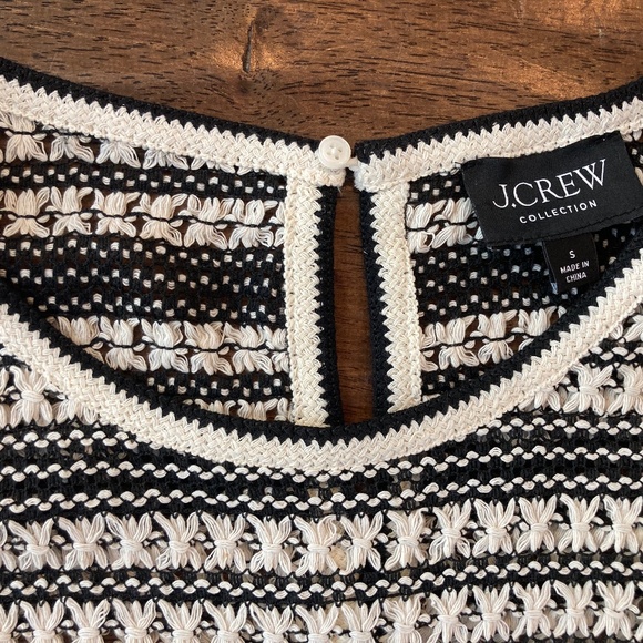 J. Crew Collection Crochet Midi Dress in Stripe Womens S Ivory Black Resortwear - Picture 8 of 16